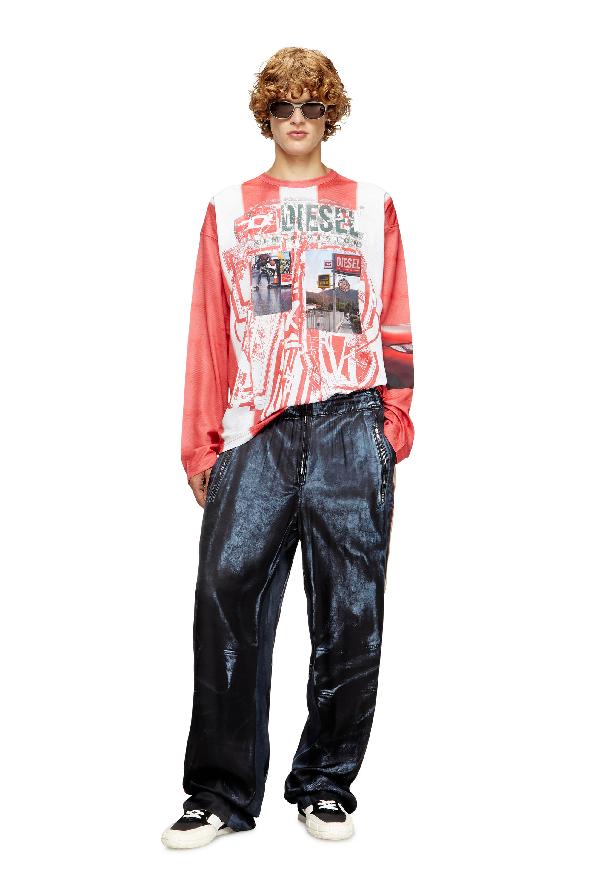 Diesel - P-THECKS-NMAN, Herren Hose aus Viskose mit Biker-Print in Schwarz/Blau - 2