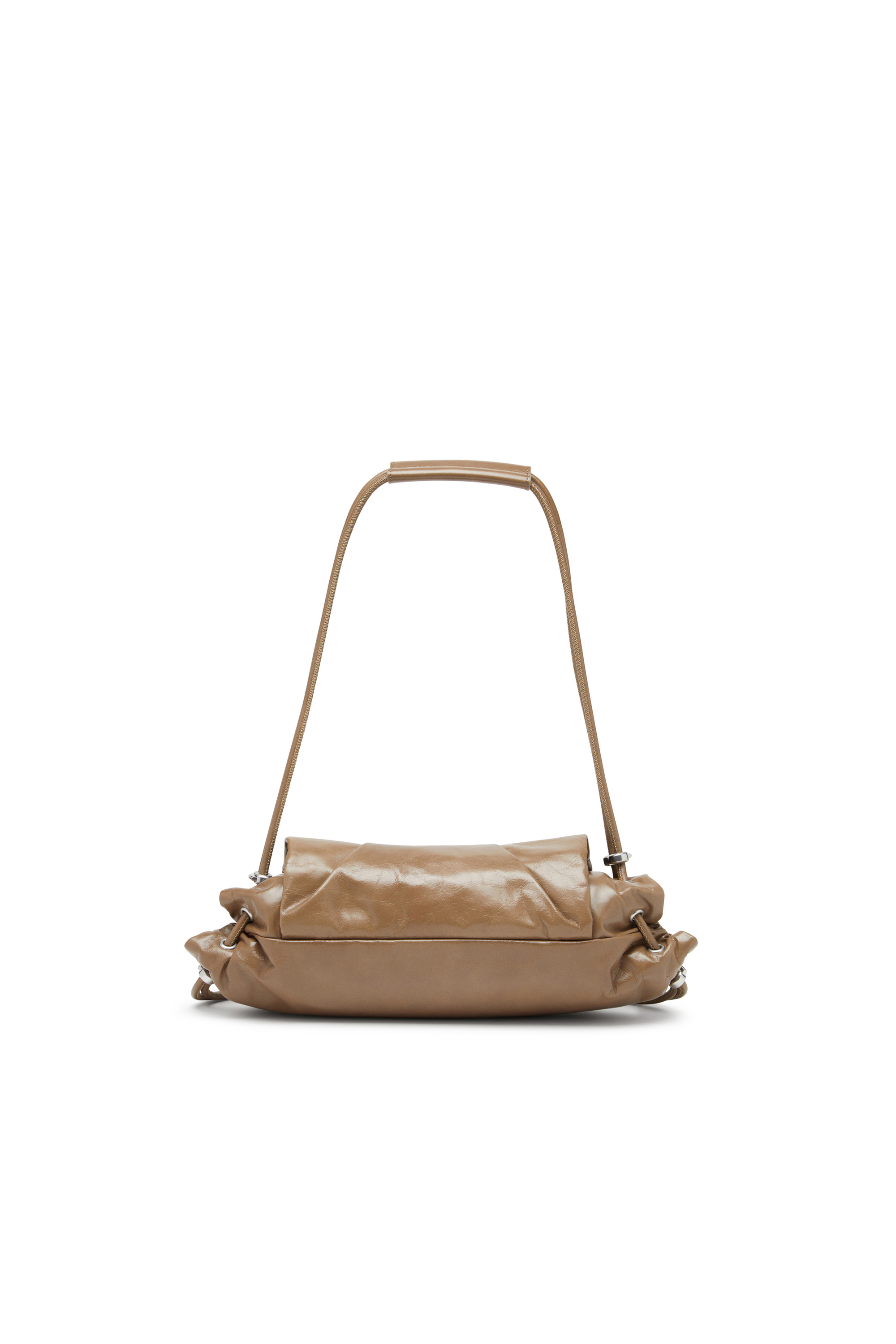 Diesel - SCRUNCH-D SHOULDER S, Damen Scrunch-D S-Schultertasche aus Knitter-Leder in Braun - 3