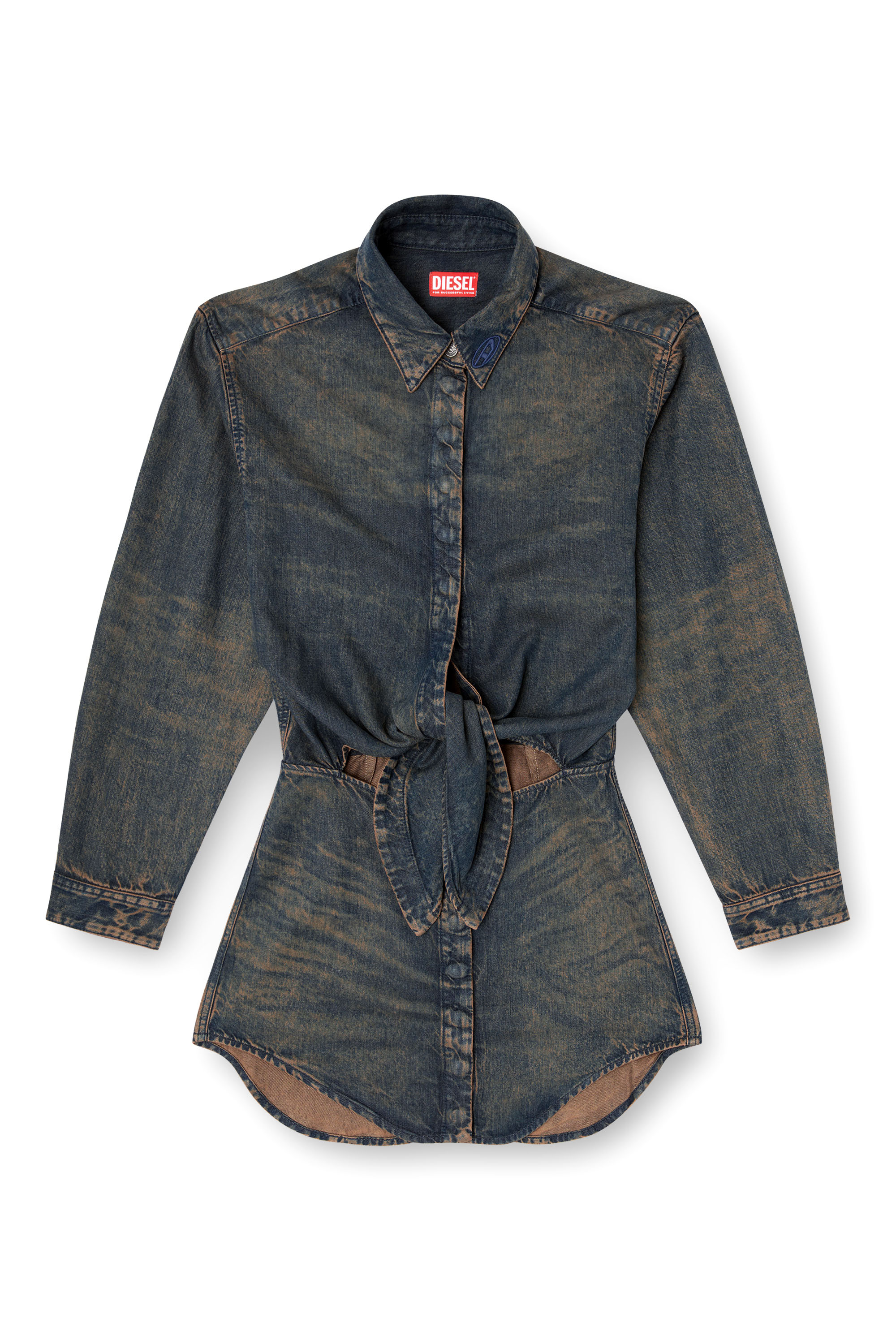 Diesel - DE-SUSAN-S, Damen Kleid aus fließendem Denim in Dunkelblau - 3
