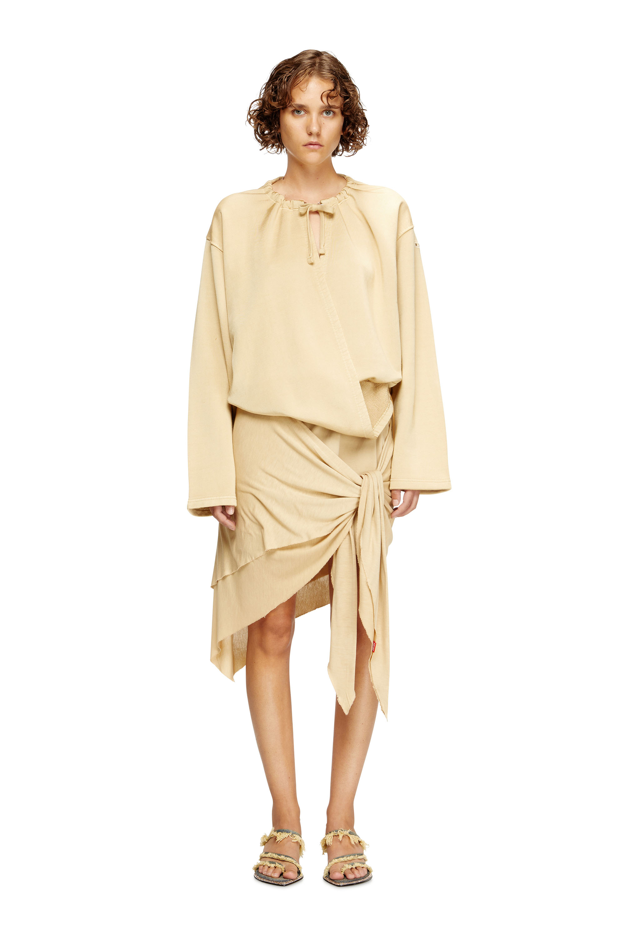 Diesel - D-CREED, Damen Drapiertes Kleid mit gerafftem Rock in Beige - 2